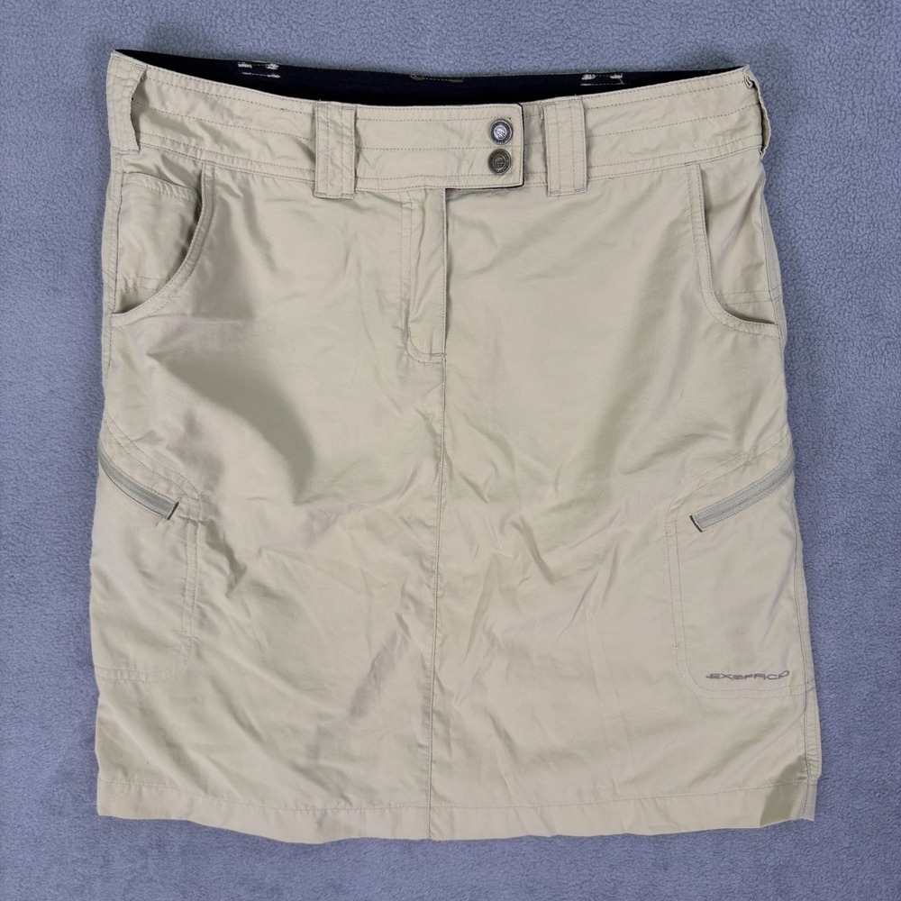 Exofficio Cargo Skirt Womens 8 Tan Nylon Mid Length  Pockets Hiking Outdoor